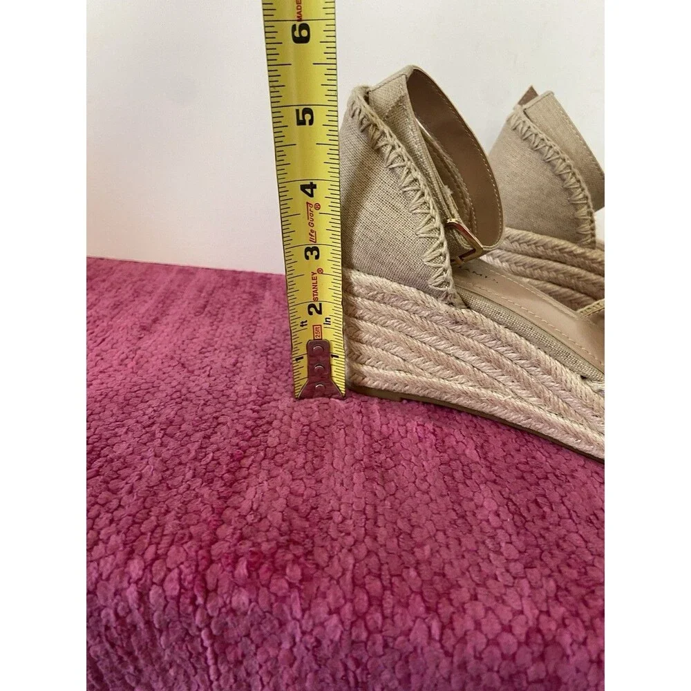 Draper James Iris Espadrille Wedge Heels Ankle Strap Natural Tan Canvas Size 7.5